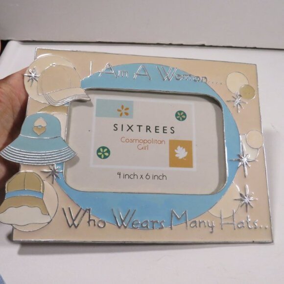 MANY HATS Heavy Metal Sixtrees Enamel on Pewter Picture Frame Woman - Picture 1 of 14